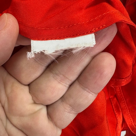 Equipment Femme Bailey Fiery Red Silk Long Sleeve Blouse Womens Size EU 12 US 8 - Picture 9 of 9